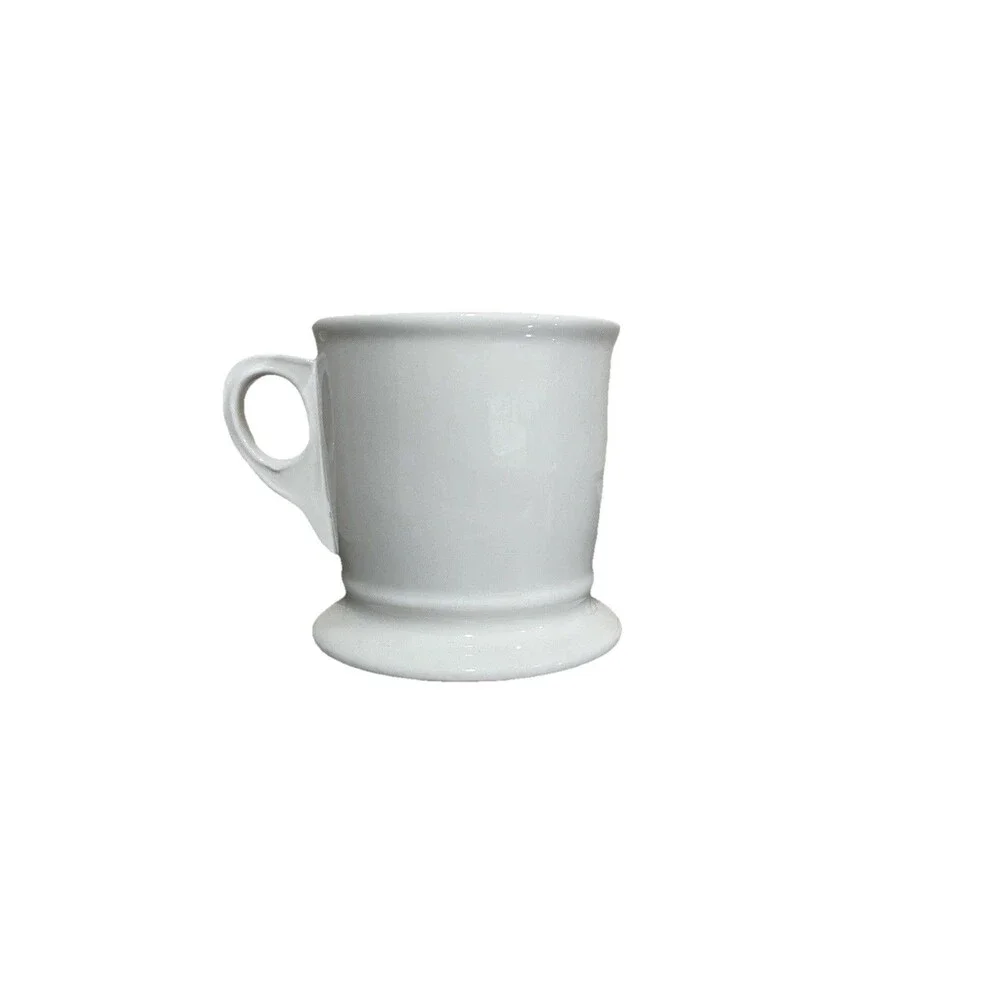 Anthropologie Coffee Mug Monogram Letter M Black White Shaving Style Cup EUC